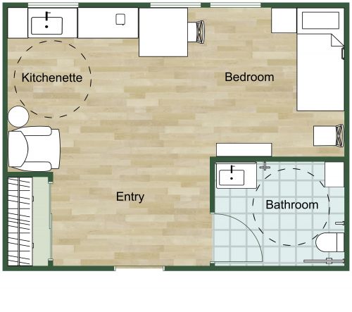 One Bedroom Assisted Living Floor Plan