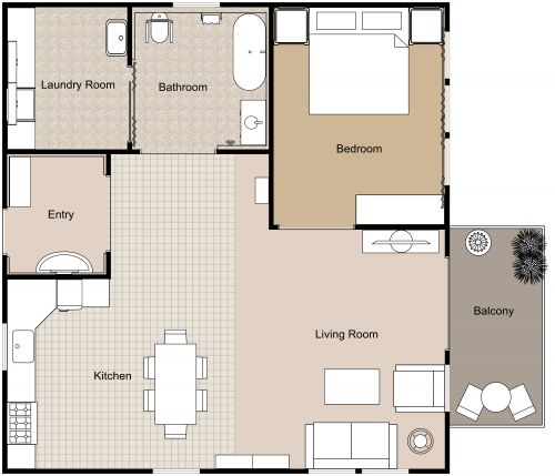 One Story Retirement Small House Floor Plan