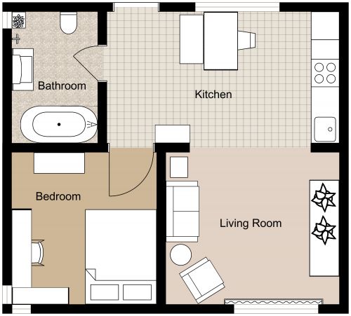 1 Bedroom Condominium Floor Plan