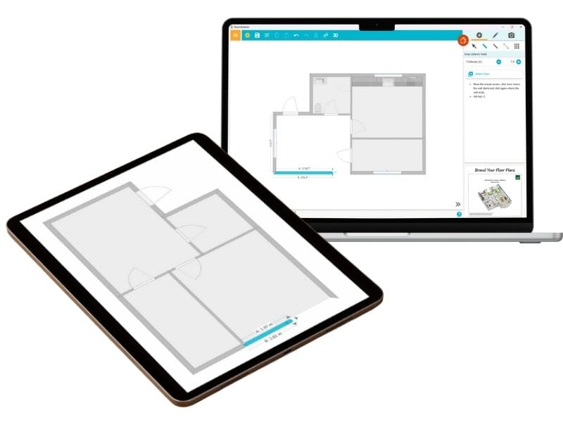 The RoomSketcher app on a pc and tablet.